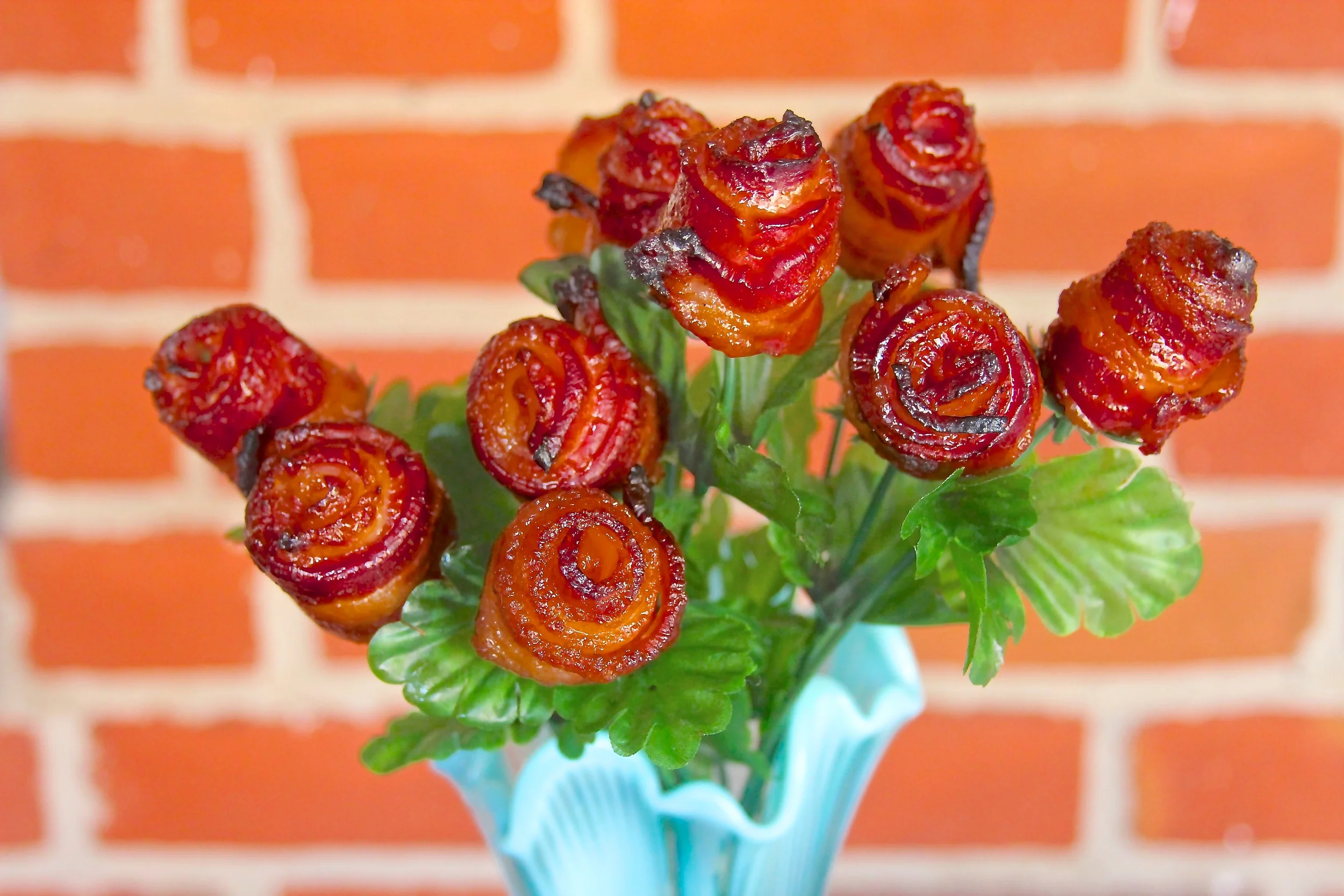 Smoked Candied Bacon Roses