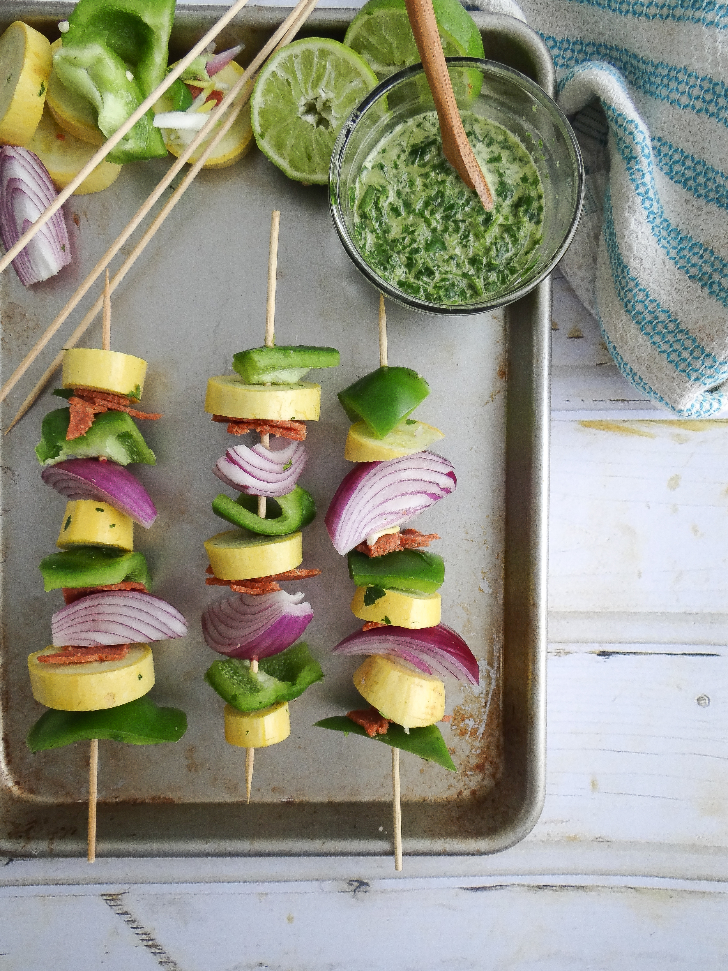 Chimichurri Seitan Vegetable Skewers