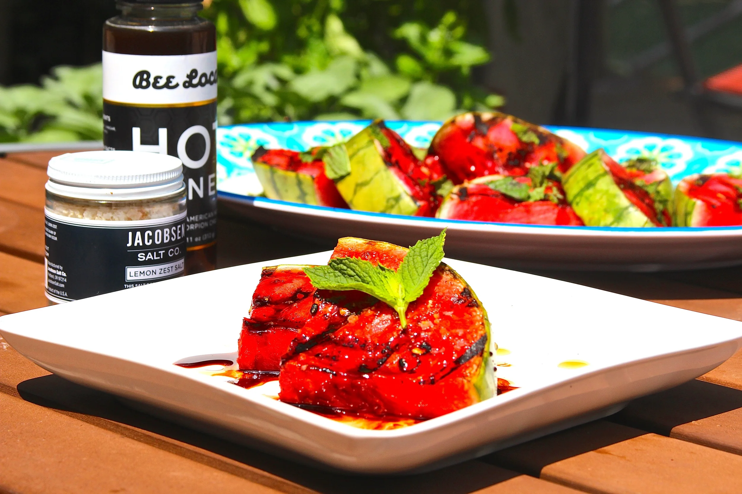 Grilled Watermelon with Spicy Honey and Citrus Salt