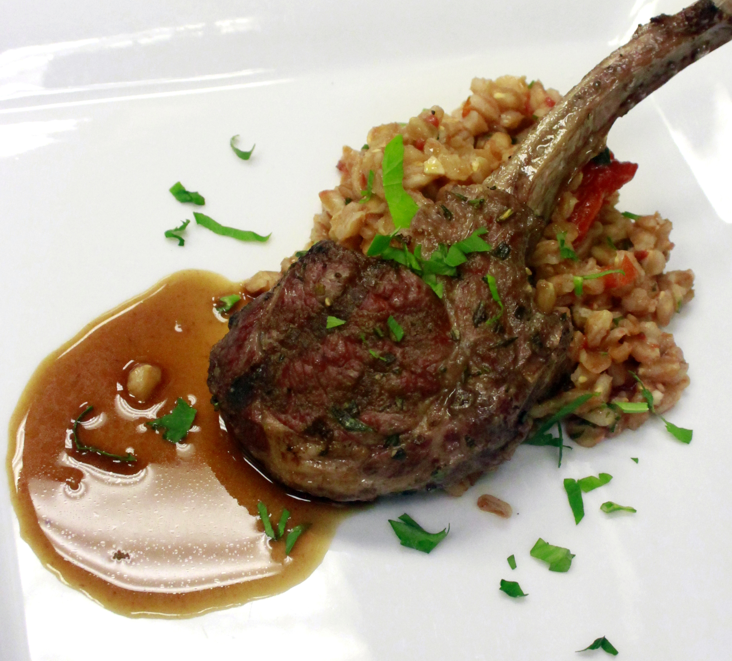 Grilled Lamb Lollipops with Farro Salad