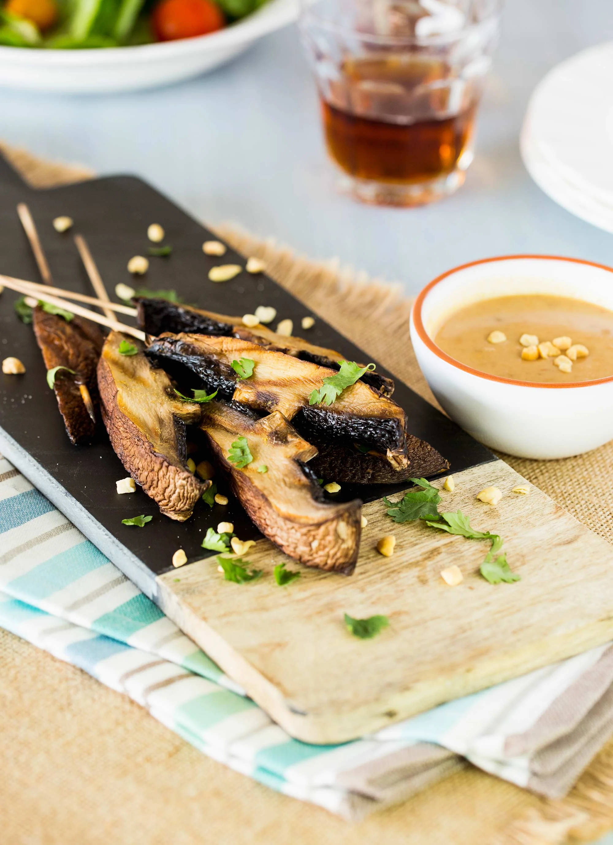 Grilled Portobello Satay with Spicy Peanut Sauce