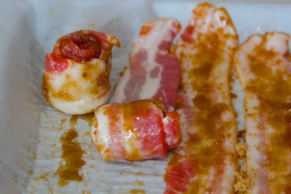 Roll Bacon into Rose Shaped Spirals