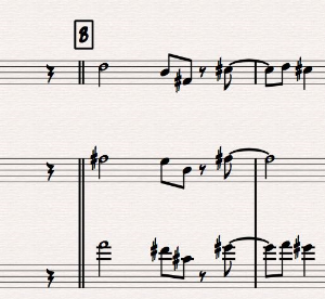 Ex 1. Double-barlines at Rehearsal marks more clearly delineate sections