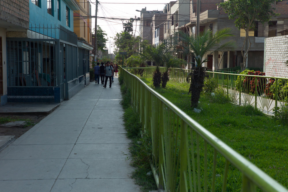  Green spaces are fenced off. 