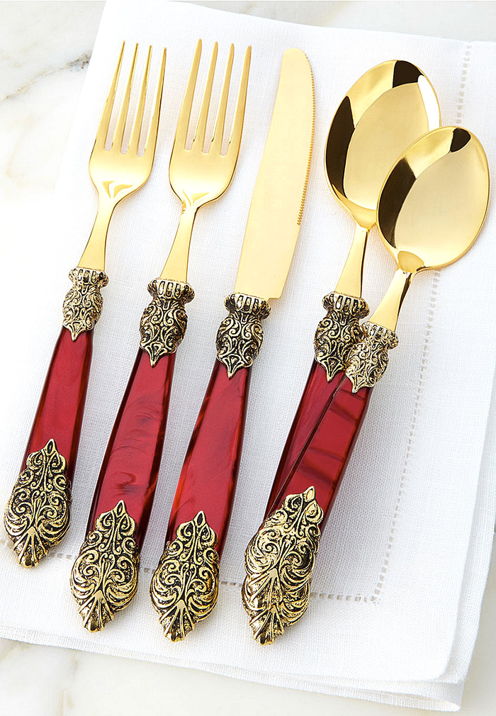 20-Piece Antiqued-Gold Versaille Flatware Service