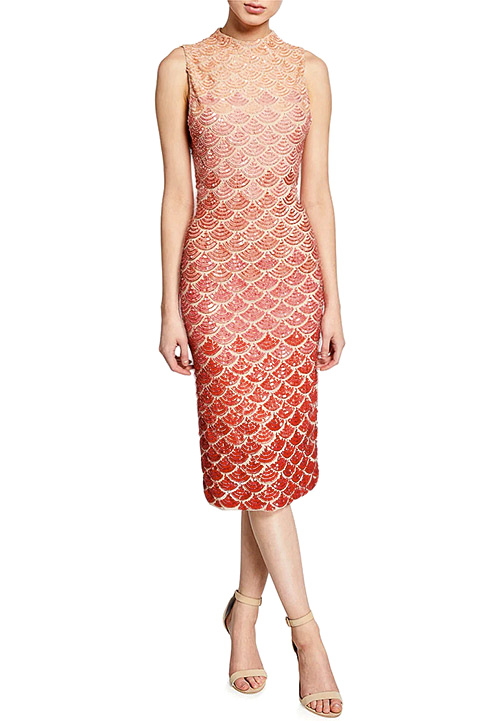  Alice + Olivia Rosalee Embellished Mock-Neck Midi Gown