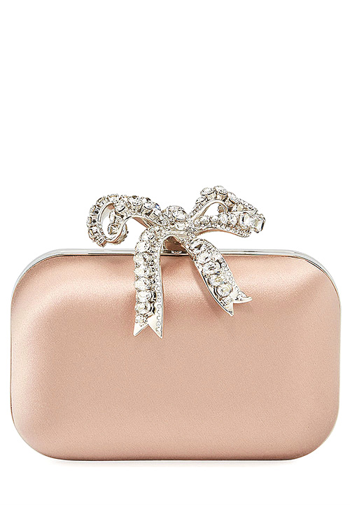  Jimmy Choo Cloud Bos Satin Clutch Bag with Crystal Bow