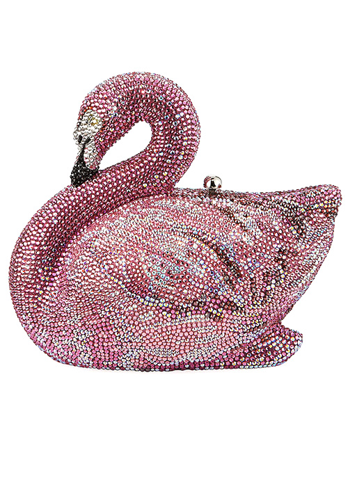  Judith Leiber Couture Avalon Flamingo Crystal Clutch Bag