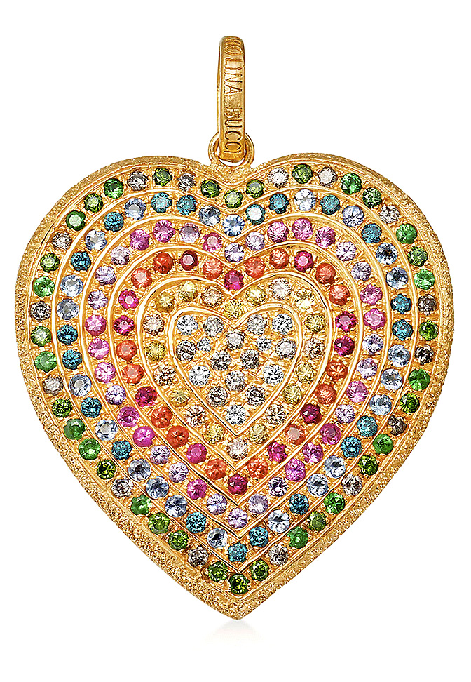  Carolina Bucci 18k Gold Florentine Rainbow Heart Pendant