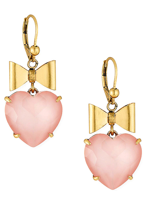 Tory Burch Bow &amp; Crystal Heart Earrings