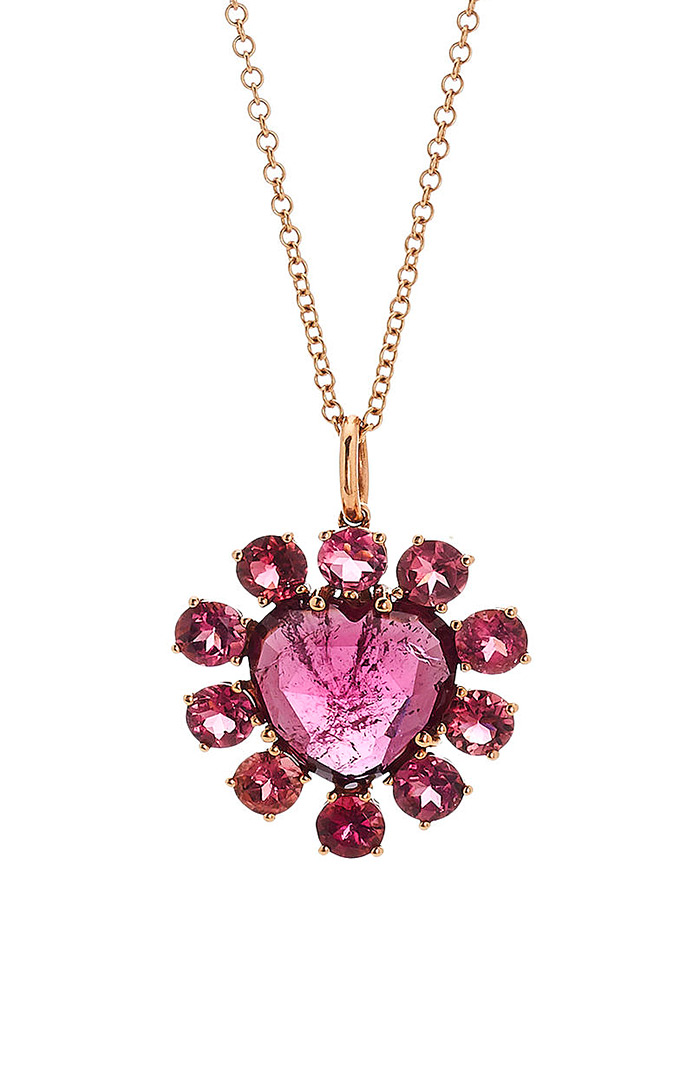 Christina Alexiou Pink Tourmaline Heart Pendant Necklace 