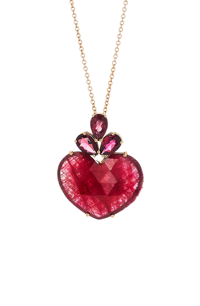 Christina Alexiou Red Tourmaline Heart Pendant Necklace