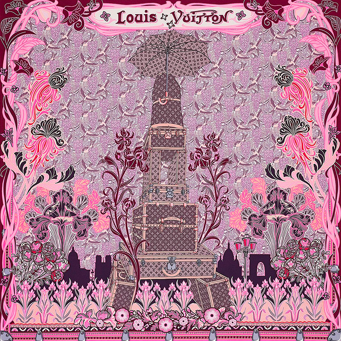 Louis A Paris Square in Pink 35.4 x 35.4 inches 100% silk $485.00 