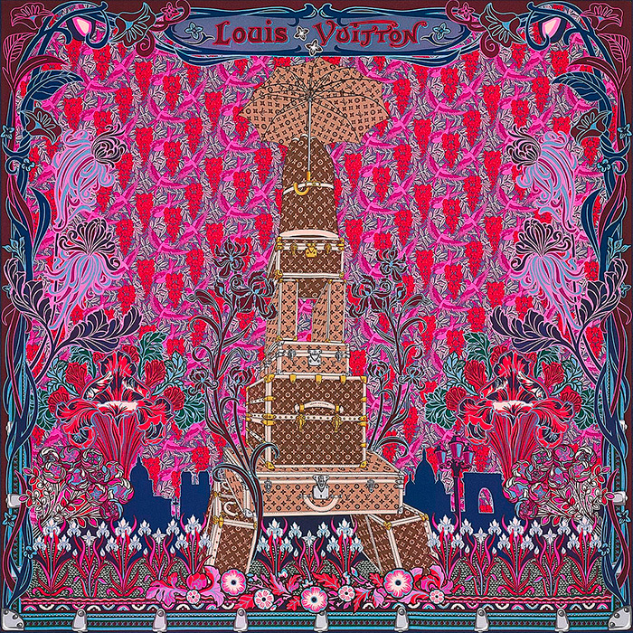 Louis A Paris Square in Fuchsia 35.4 x 35.4 inches 100% silk $485.00 