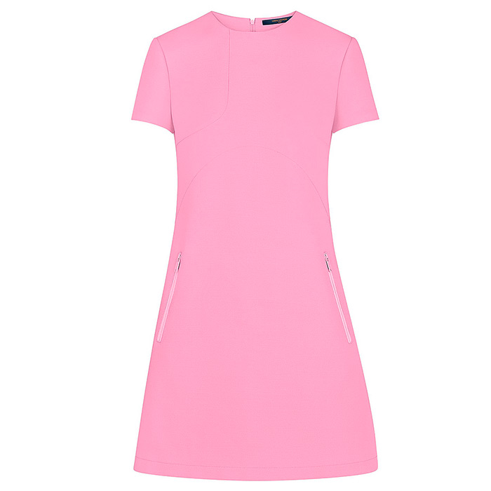 Short Sleeve Patch Dress in Pink, $2,530.00, 56% Wool, 44% Silk, 100% Silk Lining