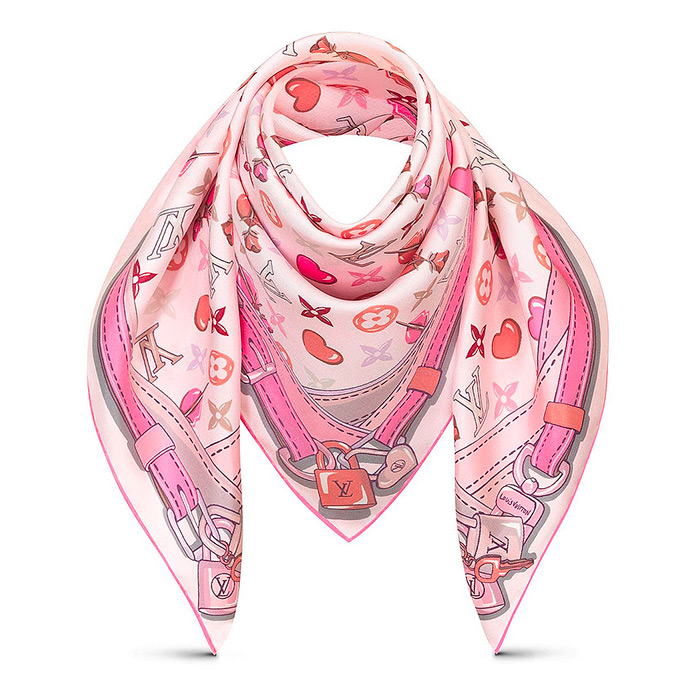 Louis Vuitton Multicolor Pink Lv Trunks and Bags Losange Scarf/Wrap 