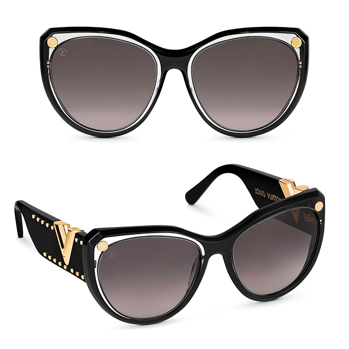 My Fair Lady Studs Sunglasses $635.00 Black/Gold inspired by Louis Vuitton's heritage trunks, the frame is adorned with trunk studs