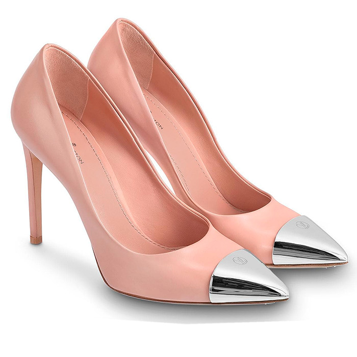 Urban Twist Pump in Blush, $950.00 10.5 cm / 4.1 inch heel, Calf leather, embellished with a stunning silver-tone metal toe cap