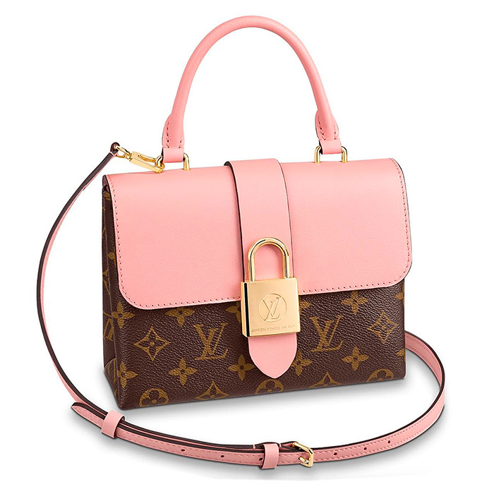 Locky BB in Rose Poudré Pink $1,650.00 L 7.9 x H 6.3 x W 2.8 inches, Monogram coated canvas &amp; smooth cowhide leather