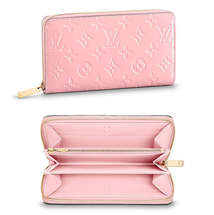 Zippy Wallet $970.00 in Rose Ballerine, 7.7 x 3.9 x 0.8 inches,Monogram Vernis patent cowhide leather in pale-pink