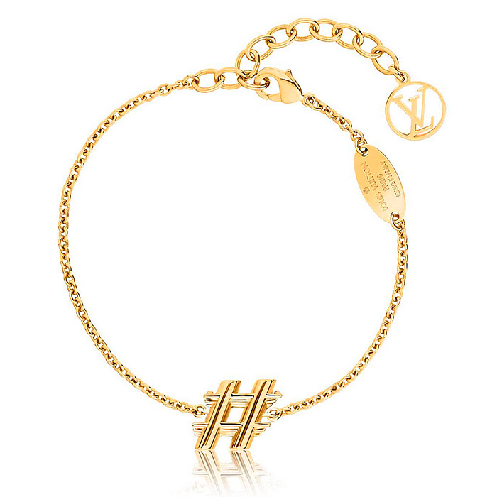 LV &amp; Me Bracelet, Hashtag $365.00 Brass with gold finishing- Engraved LV hallmark- in @, #, &amp;  letters versions