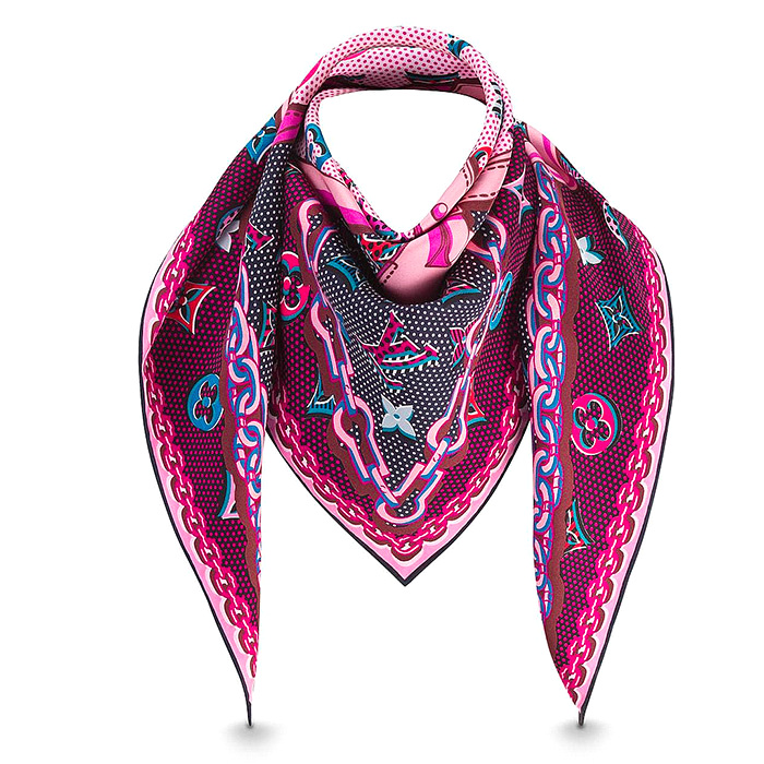 Pop Monogram Square 35.43&nbsp;x 35.43 inches in Magenta 100% silk $485.00  