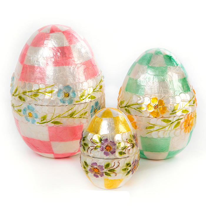 Pastel Floral Nesting Eggs - Set of 3