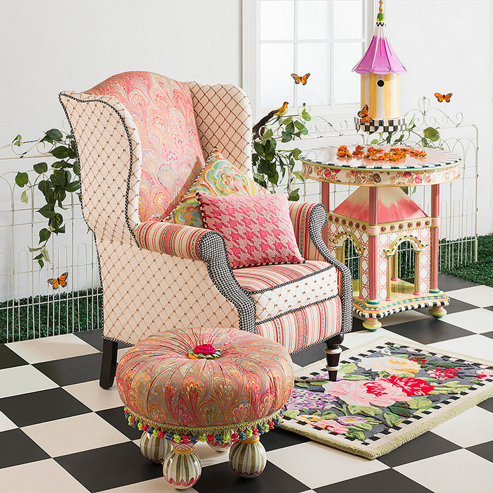 Patisserie Wing Chair, Folly Table &amp; Florentine Tuffet