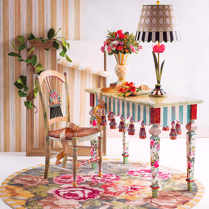 Marble Entry Table  &amp; Light Flower Basket Side Chair