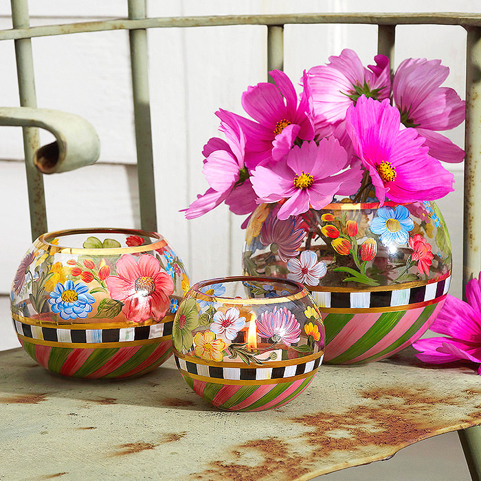 Flower Market Glass Globe Vases, Large, Medium &amp; Small 