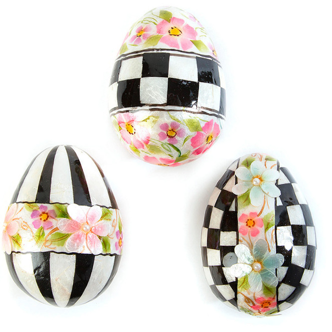 Painted Posie Eggs - Large - Set of 3