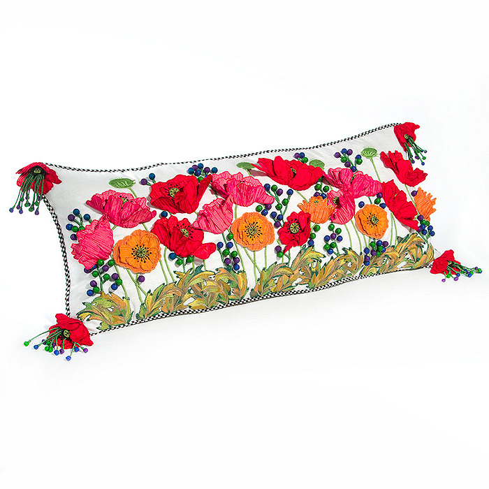 Red Poppy Lumbar Pillow