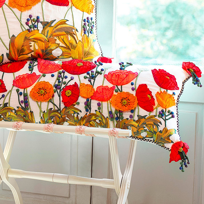 Red Poppy Lumbar Pillow