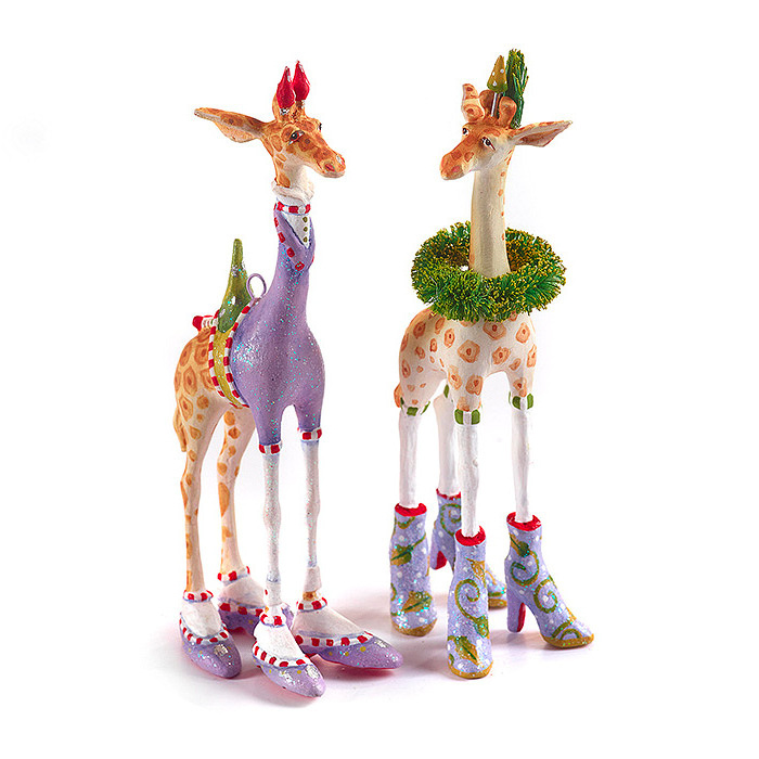 Patience Brewster Jambo Janet Giraffe Ornament  &amp;  Jambo George Giraffe Ornament - Purple