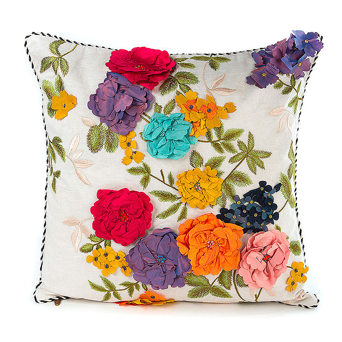 Covent Garden Floral Square Pillow - White