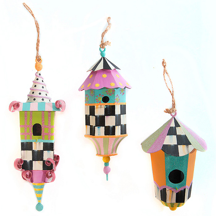 Spring Birdhouse Ornaments - Set of 3
