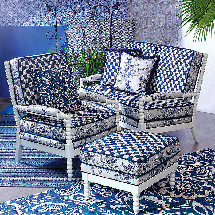 Indigo Villa Outdoor Chair, Ottoman &amp; Loveseat