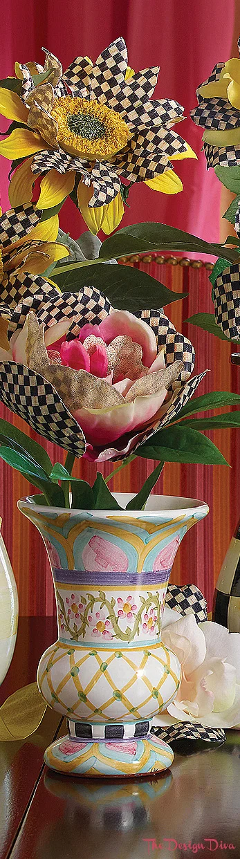 Taylor Vase - Hitchcock Field & Courtly Check Peony - Pink via The Design Diva