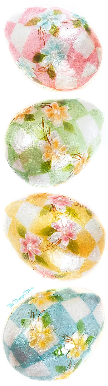 Pastel Floral Eggs - Medium - Set of 4 via The Design Diva