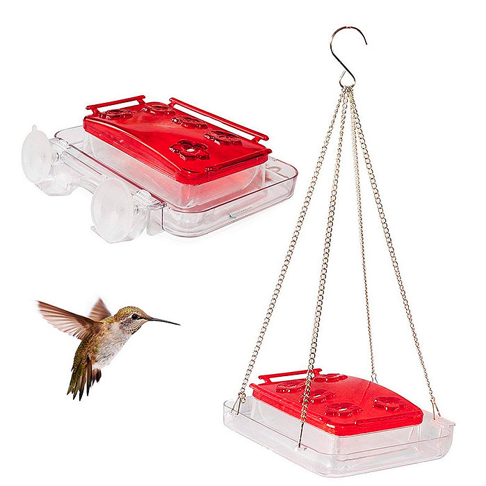 Cuboid - Insect-proof Hummingbird Feeder 2-in-1 Attached to Window or Hung on Tree 