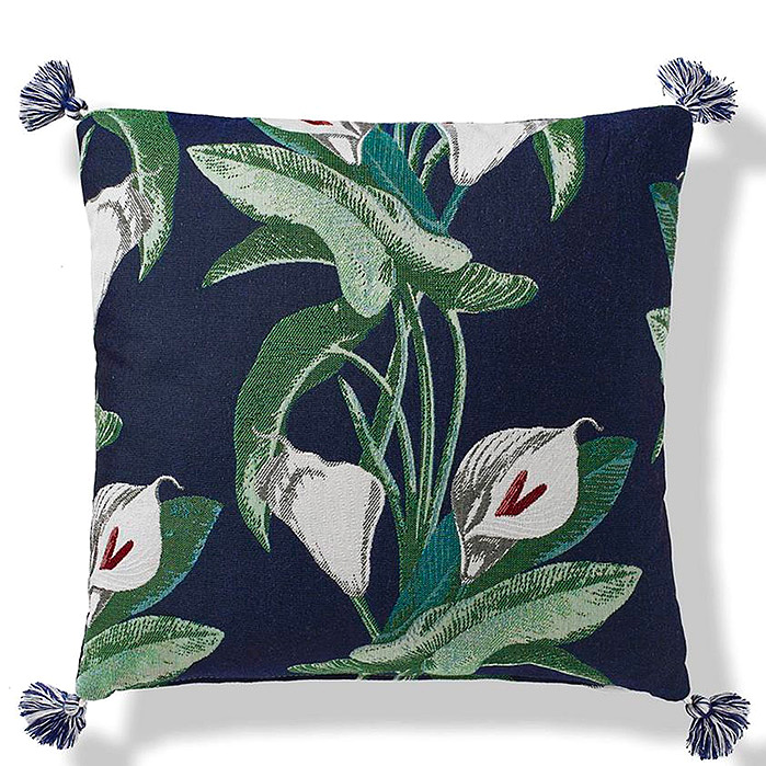 Calla Lily Outdoor Pillow in Midnight