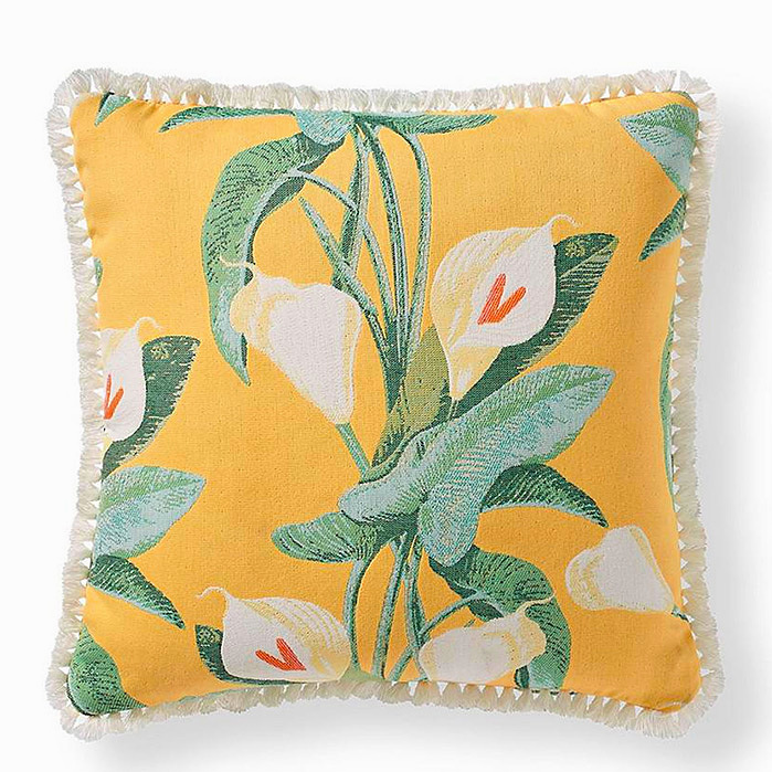 Calla Lily Outdoor Pillow in Sunshine