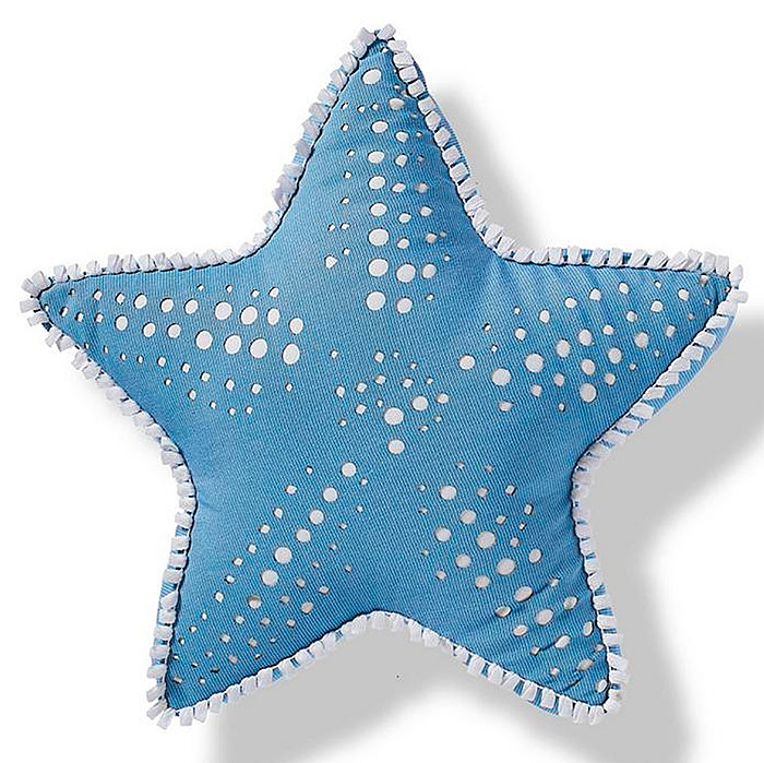 Starfish Outdoor Pillow in Air Blue