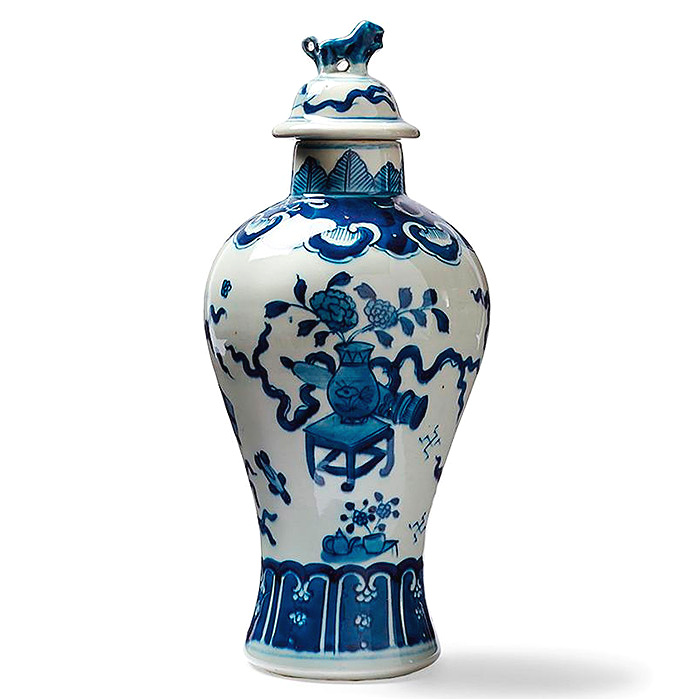 Blue Ming Lidded Temple Jar