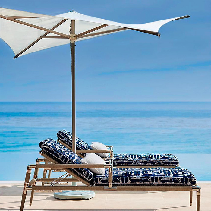 Vela Umbrella &amp;  Terra Mar Chaises with Cushions