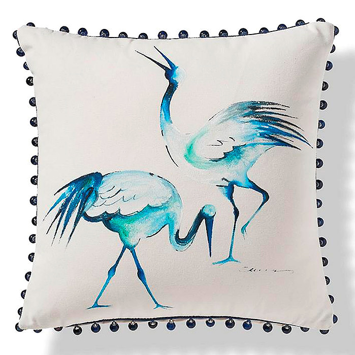 Handpainted Herons Outdoor Pillow