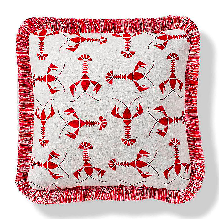 Rock Lobster Indoor/Outdoor Pillow in Garnet