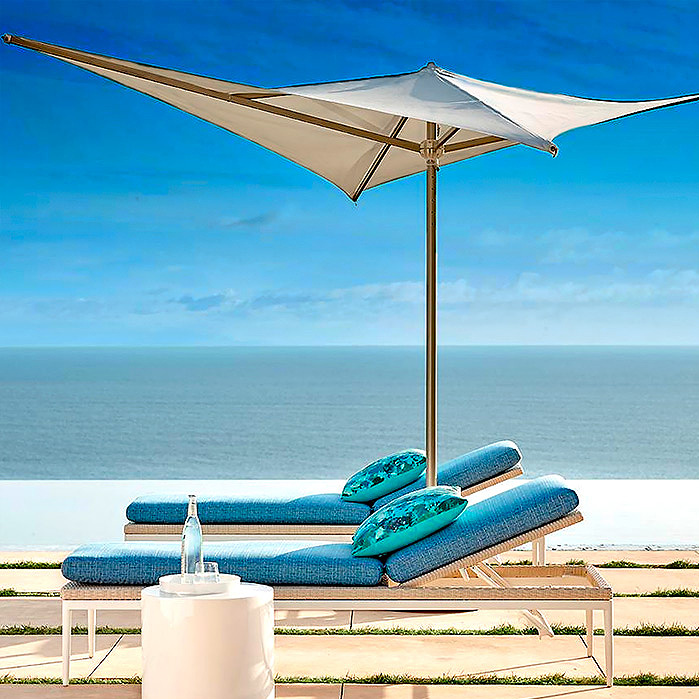 Vela Umbrella &amp; Palazzo Shell Armless Chaise Lounge