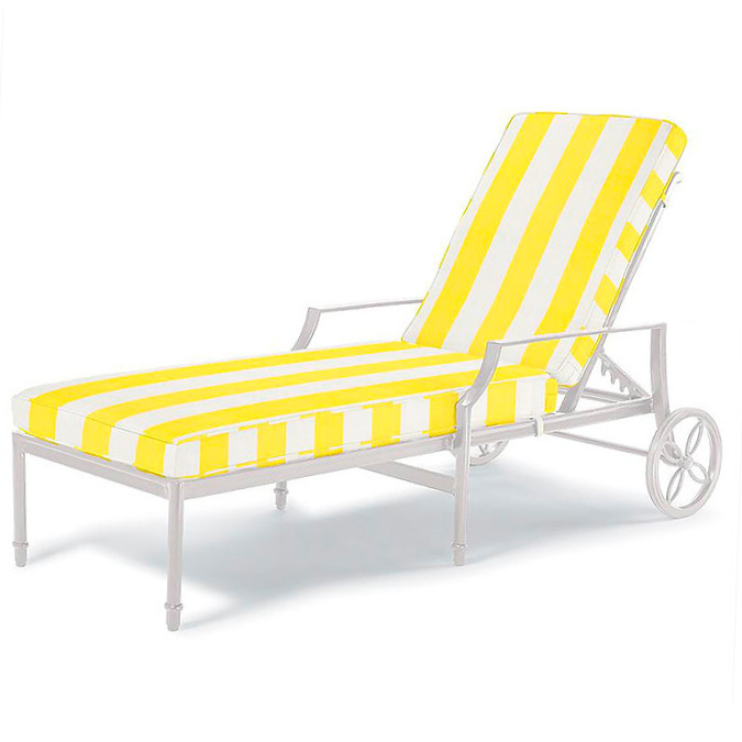 Grayson Chaise Lounge in White Finish with Resort Stripe Sunshine Cushions