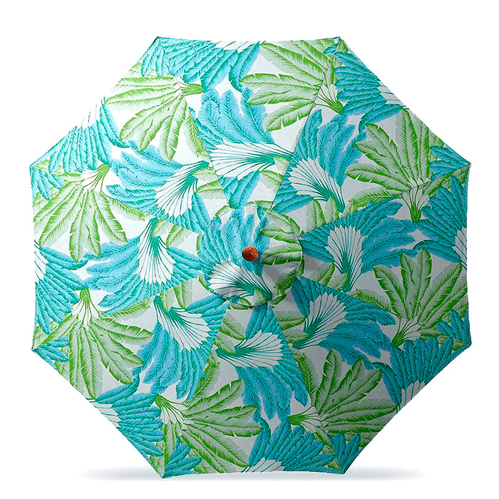 11' Round Outdoor Market Umbrella in Atherton Palm Seaglass